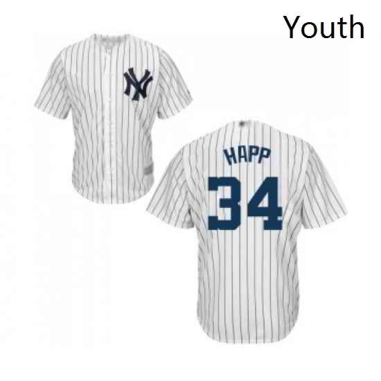 Youth New York Yankees 34 JA Happ Authentic White Home Baseball Jersey